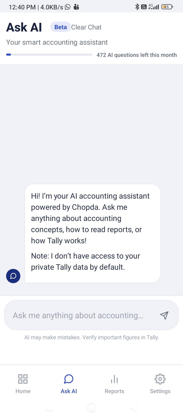 Chopda Ask AI accounting assistant